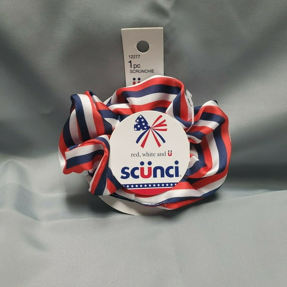 Scunci 1-Piece Hair Scrunchie, One Size Fits Most, Little Something Extra, Red, White and Blue