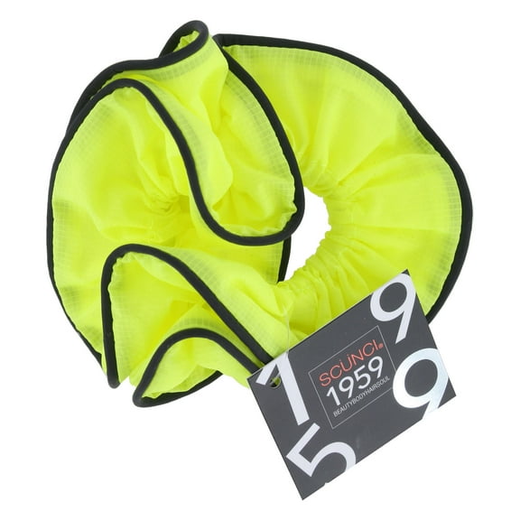 Scunci 1959 Hair Scrunchie, Neon Yellow with Reflective Trim, 1-Piece