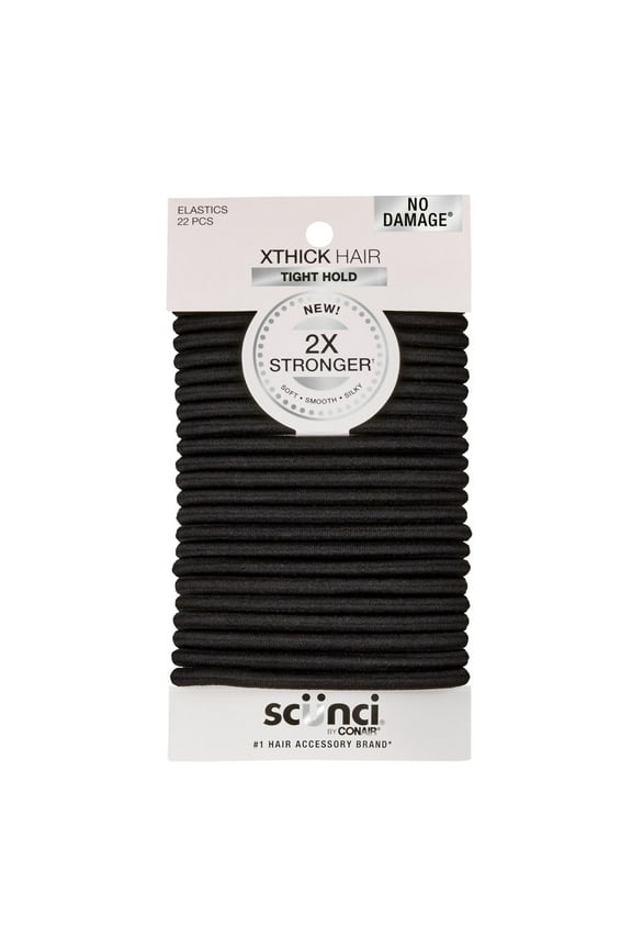 2x Stronger Elastic Ponytail Hair Ties, Black, 22 Count