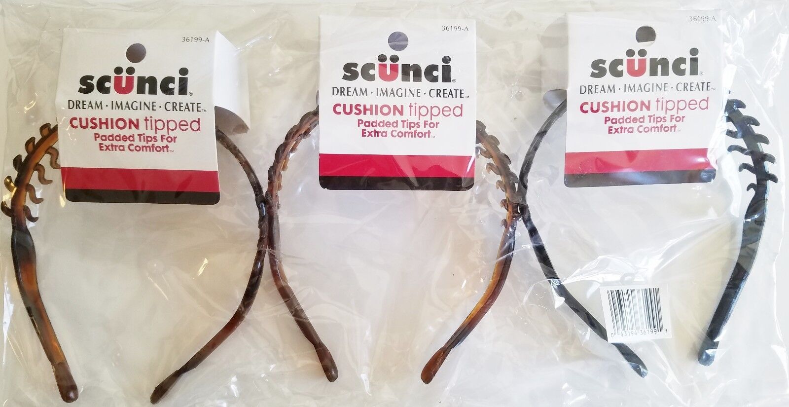 Scunci 36199A NoSlip Rubber Grip Cushion Tipped Separated Comb