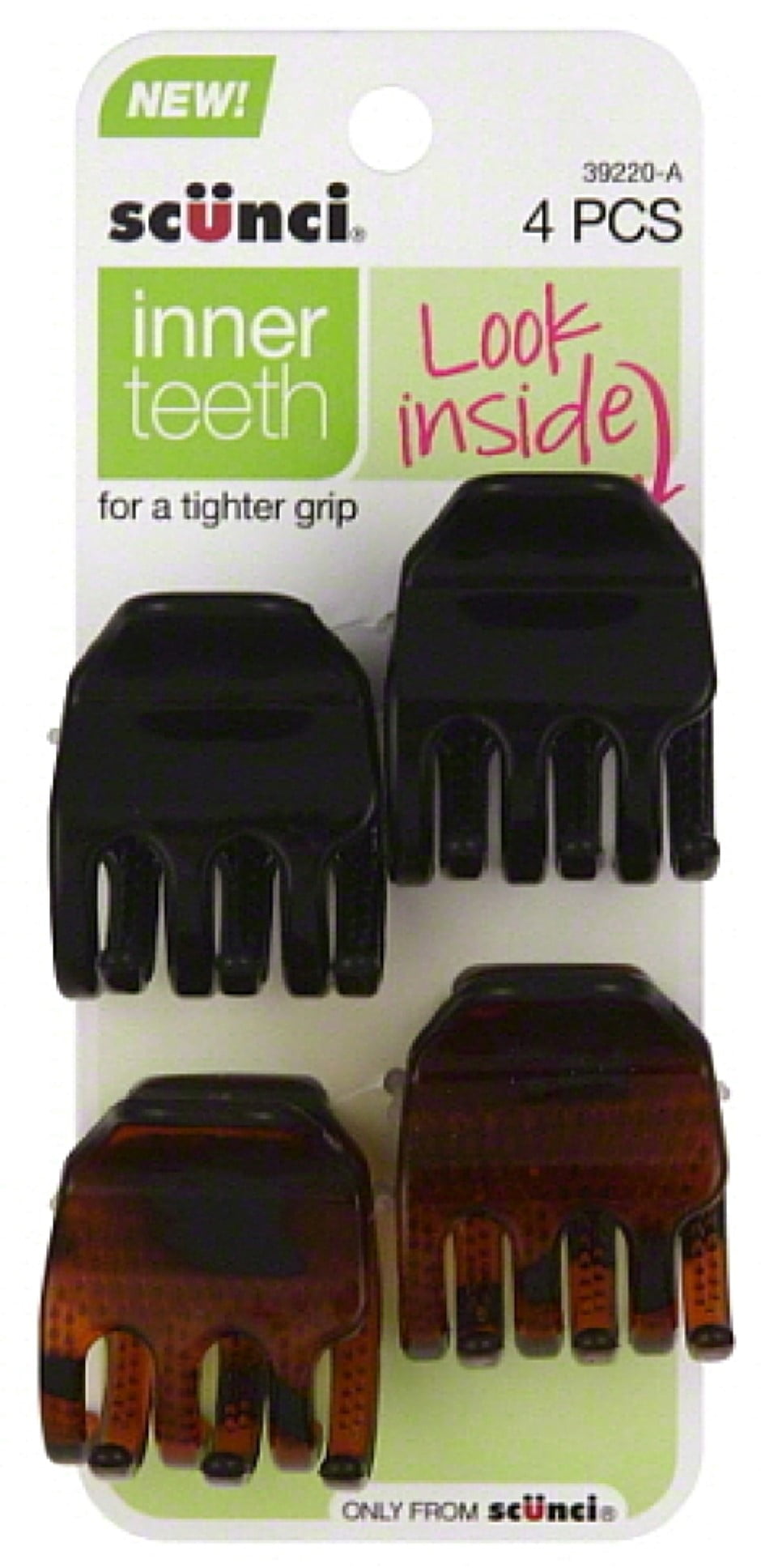 Scunci 4Count NoSlip Tight Grip Hair Jaw Clip