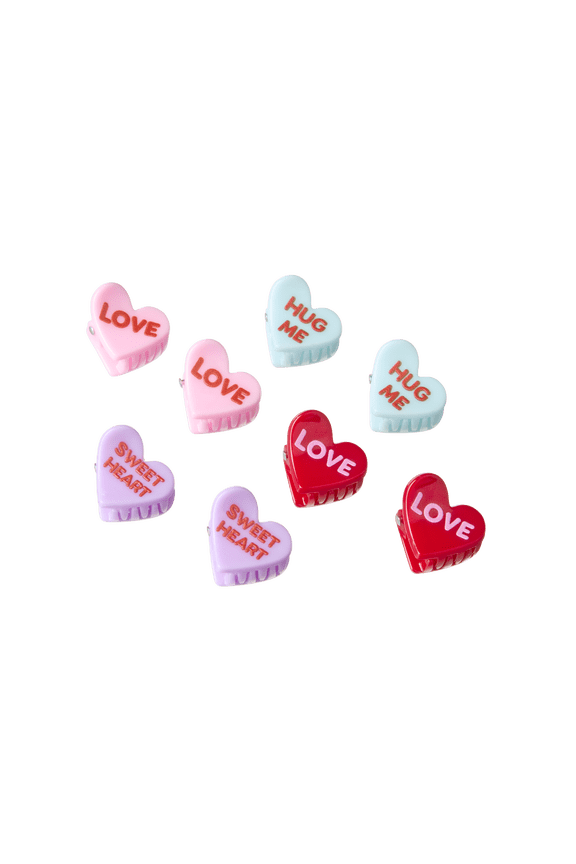 by Conair Mini Candy Heart Hair Clips in Pastel Colors, 8 Count Pack