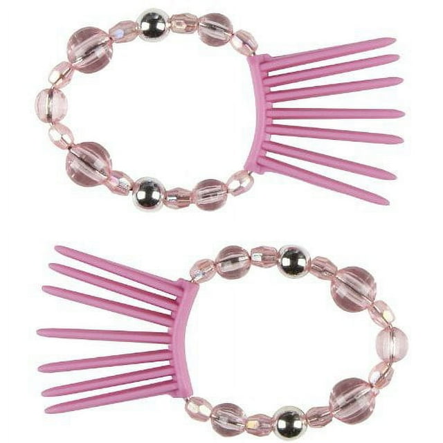 Scunci Bendini Beaded Snap Combs-Pink-2 pk