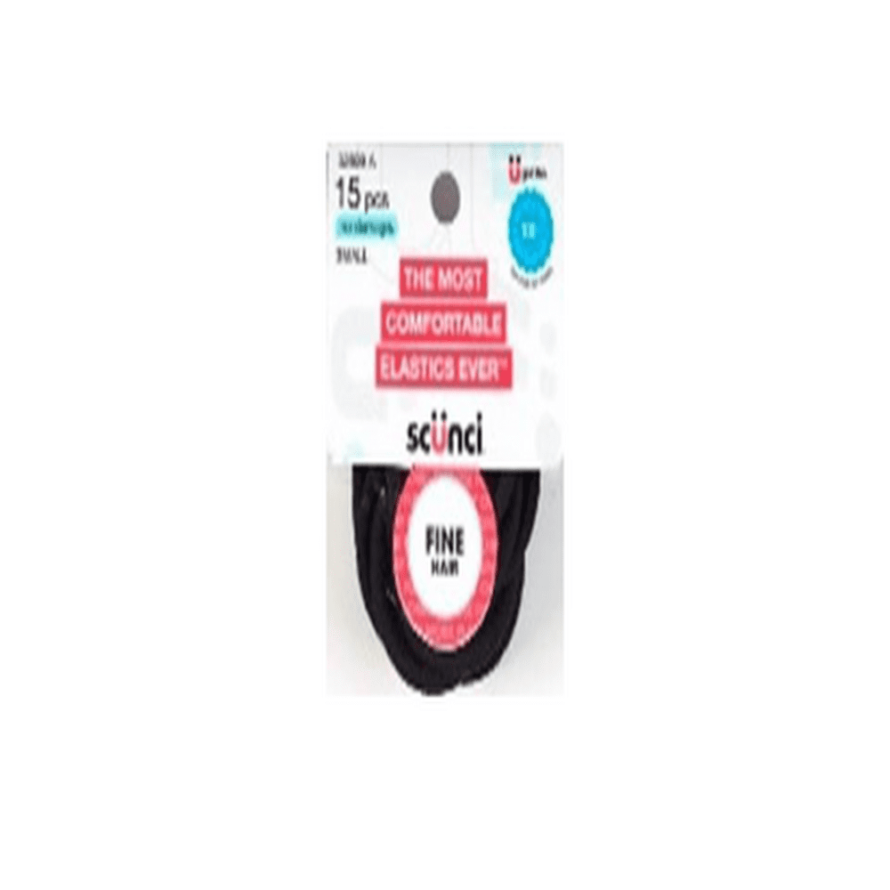 Scunci Black Fine Hair Elastics (Pack of 16)