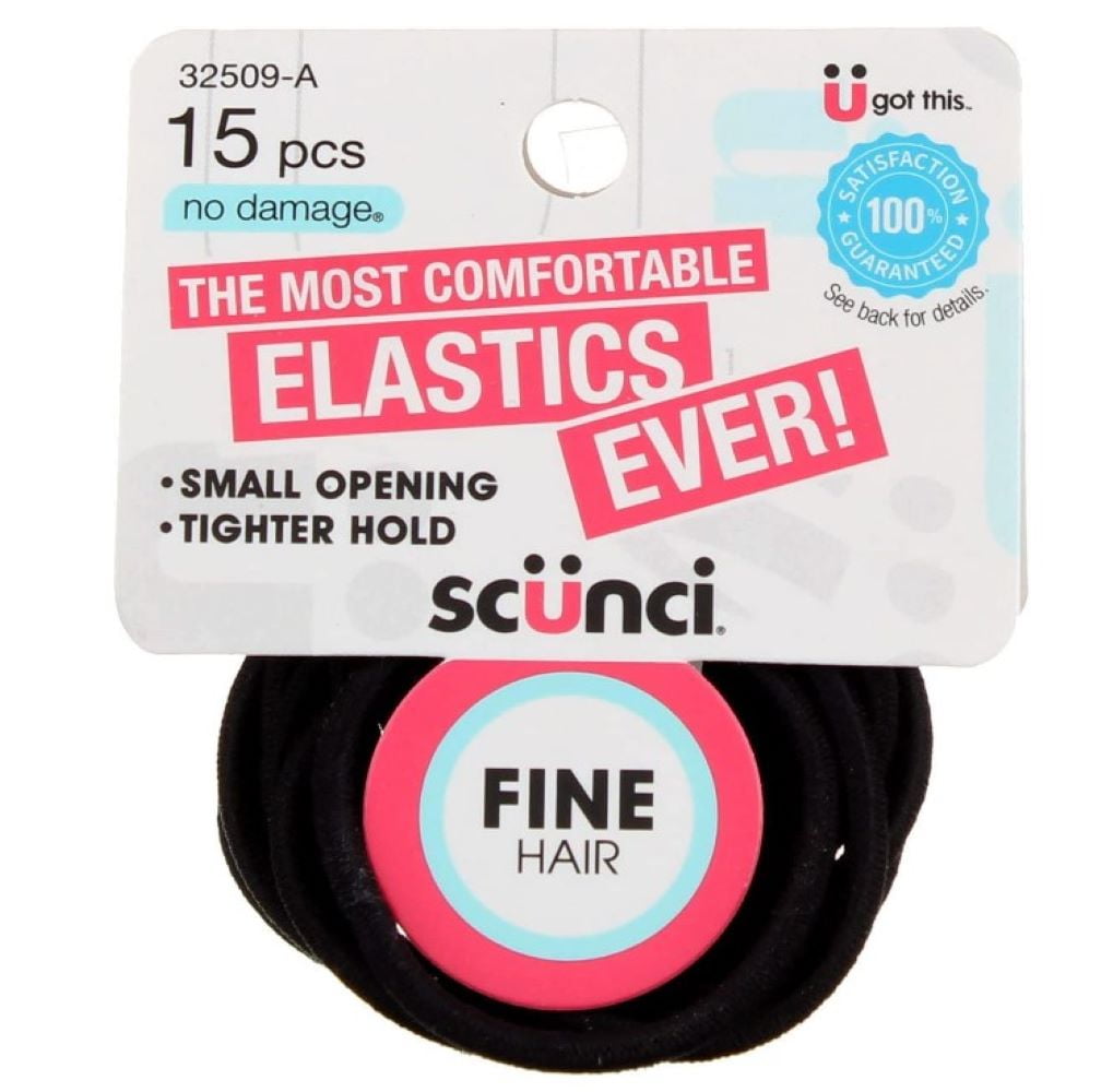 Scunci Black Fine Hair Elastics (Pack of 20)