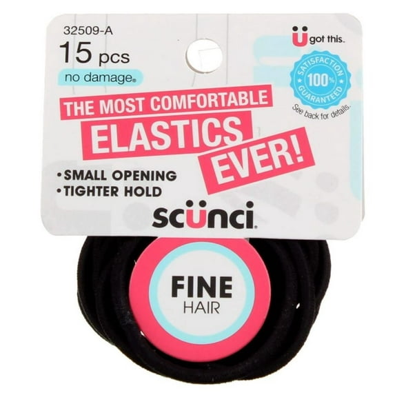 Scunci Black Fine Hair Elastics (Pack of 36)