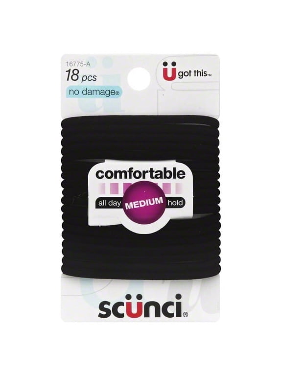 : Black Hair Bands, 18 ct