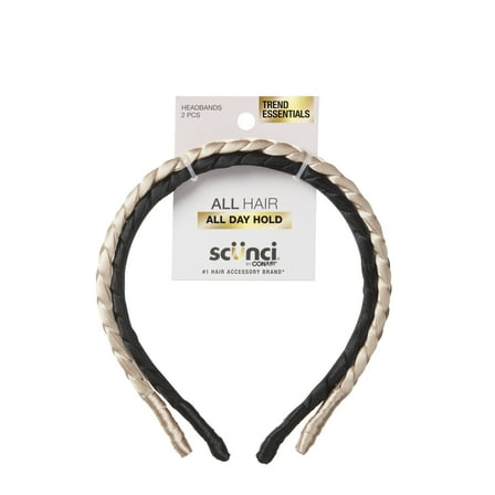 Scunci Braided Satin Headband, Multicolor, 2 Count