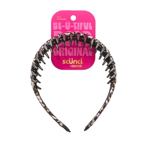 Sc Luxe-Wrapped Headbands, Tan Leopard and Black, 2 Count