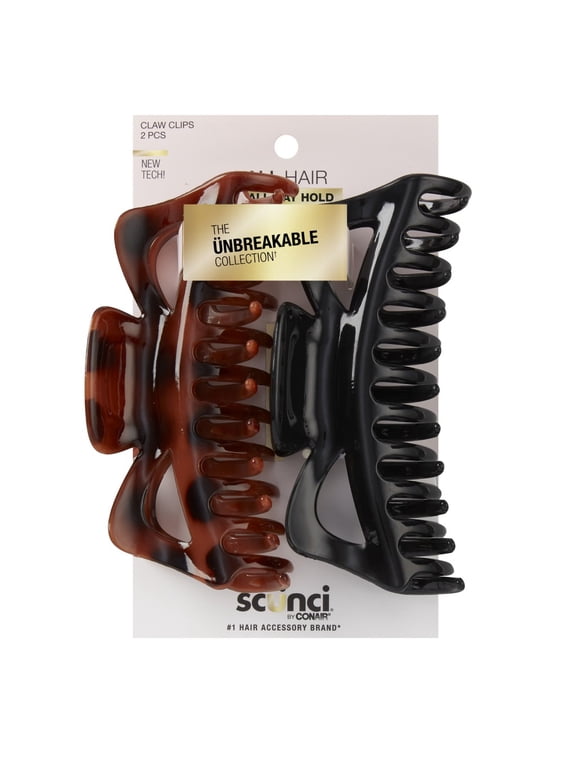 Unbreakable Collection Claw Clips, Multicolor, 2 Count