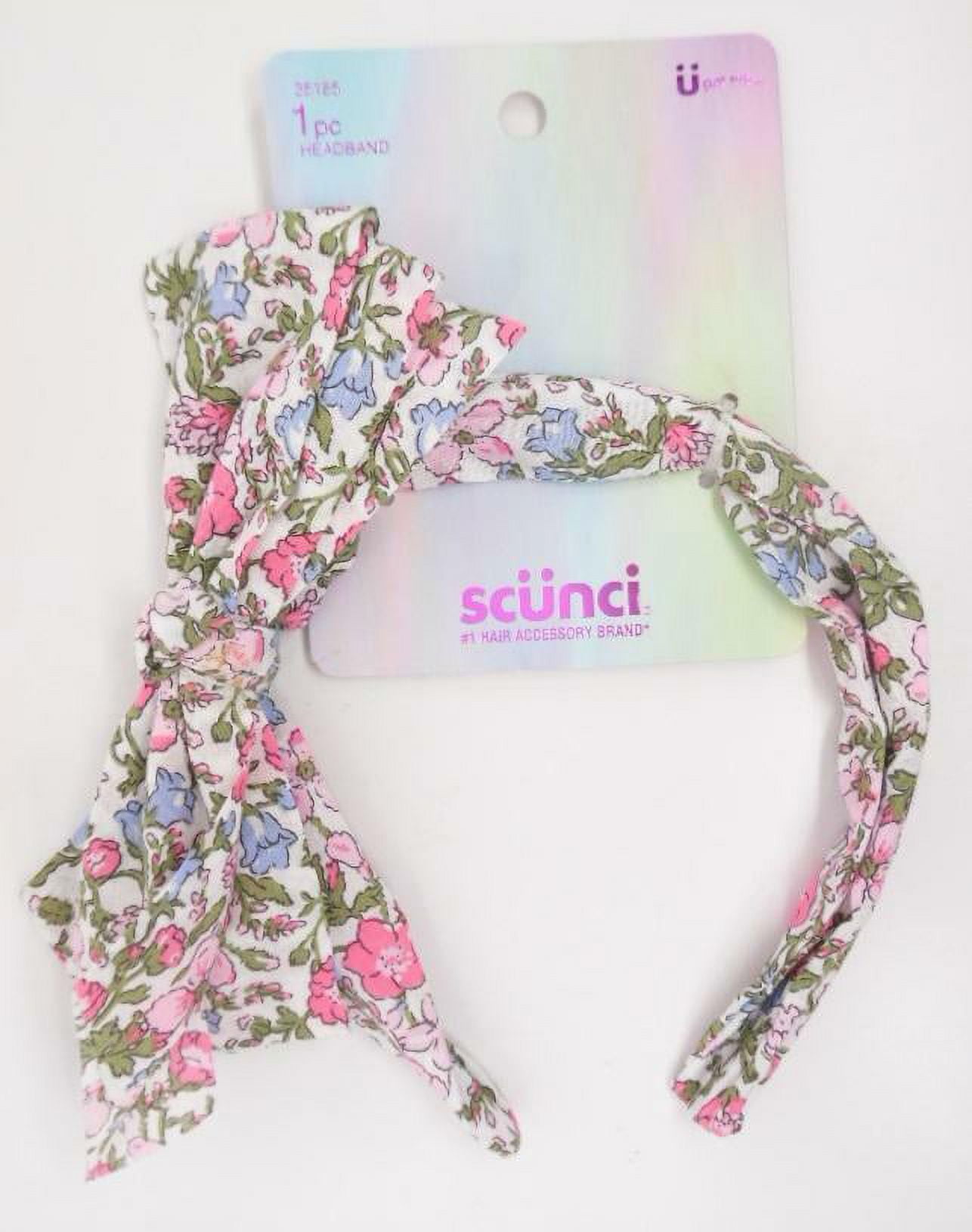 Scunci Collection Youth Girls' Floral Printed Fabric Headband with Bow
