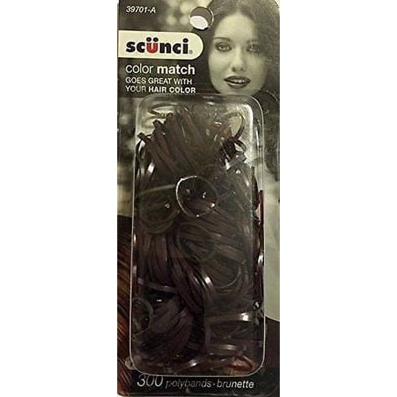 Scunci Color Match Polybands Brunette-39701A 300 Count