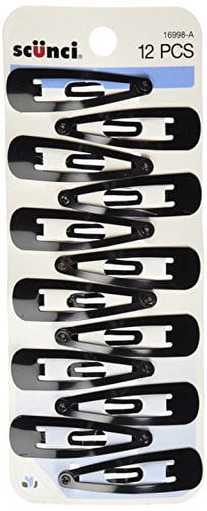 Scunci Countour, Snap Hair Clips, Black - 12 Count