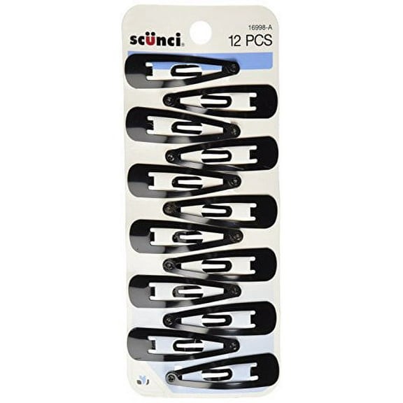 Scunci Countour, Snap Hair Clips, Black - 12 Count