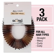 Scunci Effortless Beauty Flexy Stretch Hair Comb Headbands in Black, Tortoise Shell, and Clear, 3 Ct