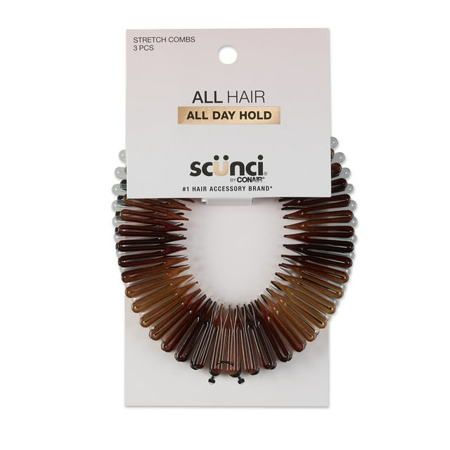 Scunci Effortless Beauty Flexy Stretch Hair Comb Headbands in Black