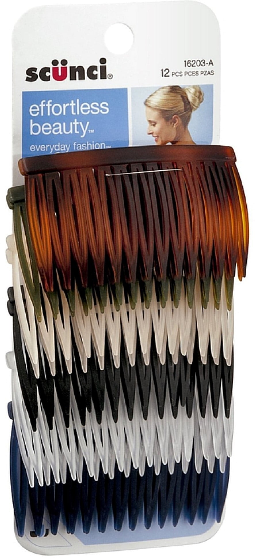 Scunci Effortless Beauty Side Hair Combs, Assorted 12 ea (Pack of 2