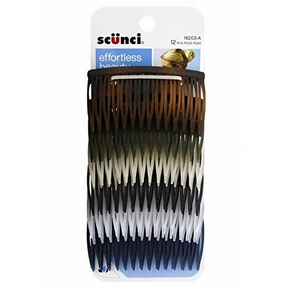 Scunci Effortless Beauty Side Hair Combs, Assorted Colors, 12-Pcs (Pack of 4)