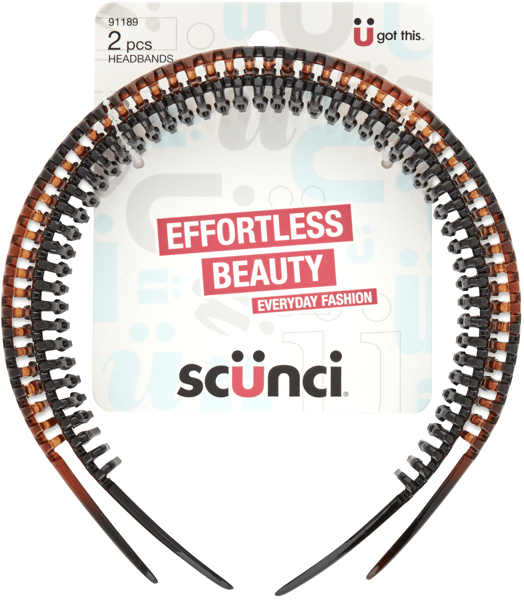 Scunci Effortless Beauty Headbands, Black and Tortoise Shell