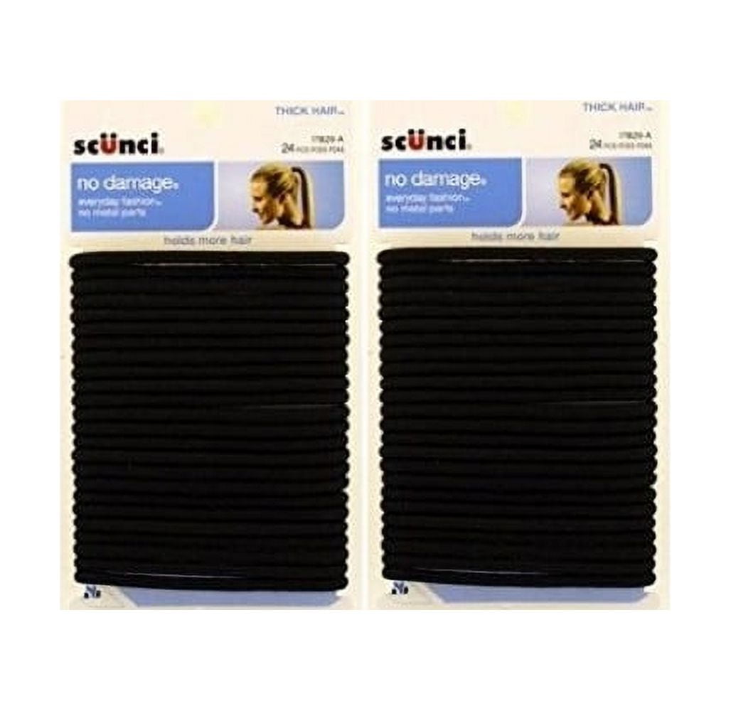 Scunci Effortless Beauty Thick Hair Nodamage Black Elastics, 5 Mm, 2