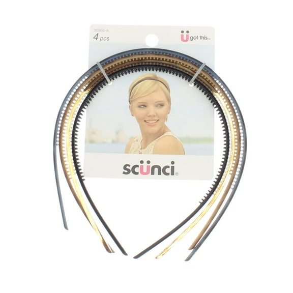 Scunci Effortless Beauty Thin Plastic Headbands 4 ea (Pack of 2)