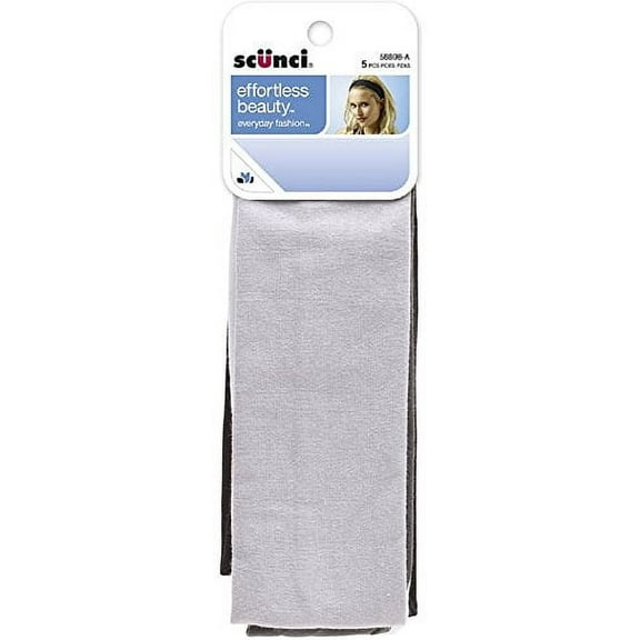 Scunci Effortless Beauty Wide Stretch Basic Neutral Head Wraps, (Color May Vary) ,5 pieces