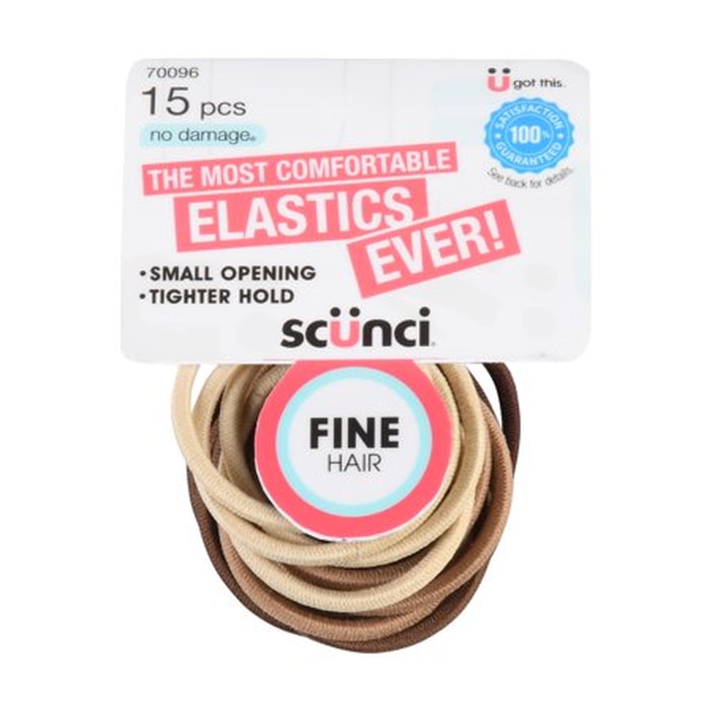 Scunci Elastic Stretch Nylon Hair Bands for Fine Hair (Pack of 8)