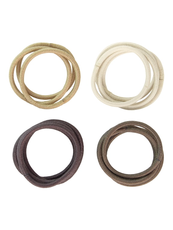 Elastic Stretch Nylon Hair Bands for Fine Hair in Multi-Color Neutrals, 15ct