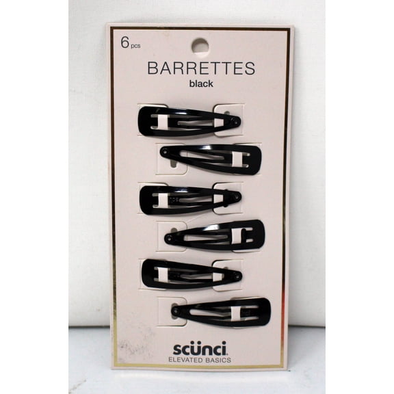 Scunci Elevated Basics Barrettes Black 6 Count