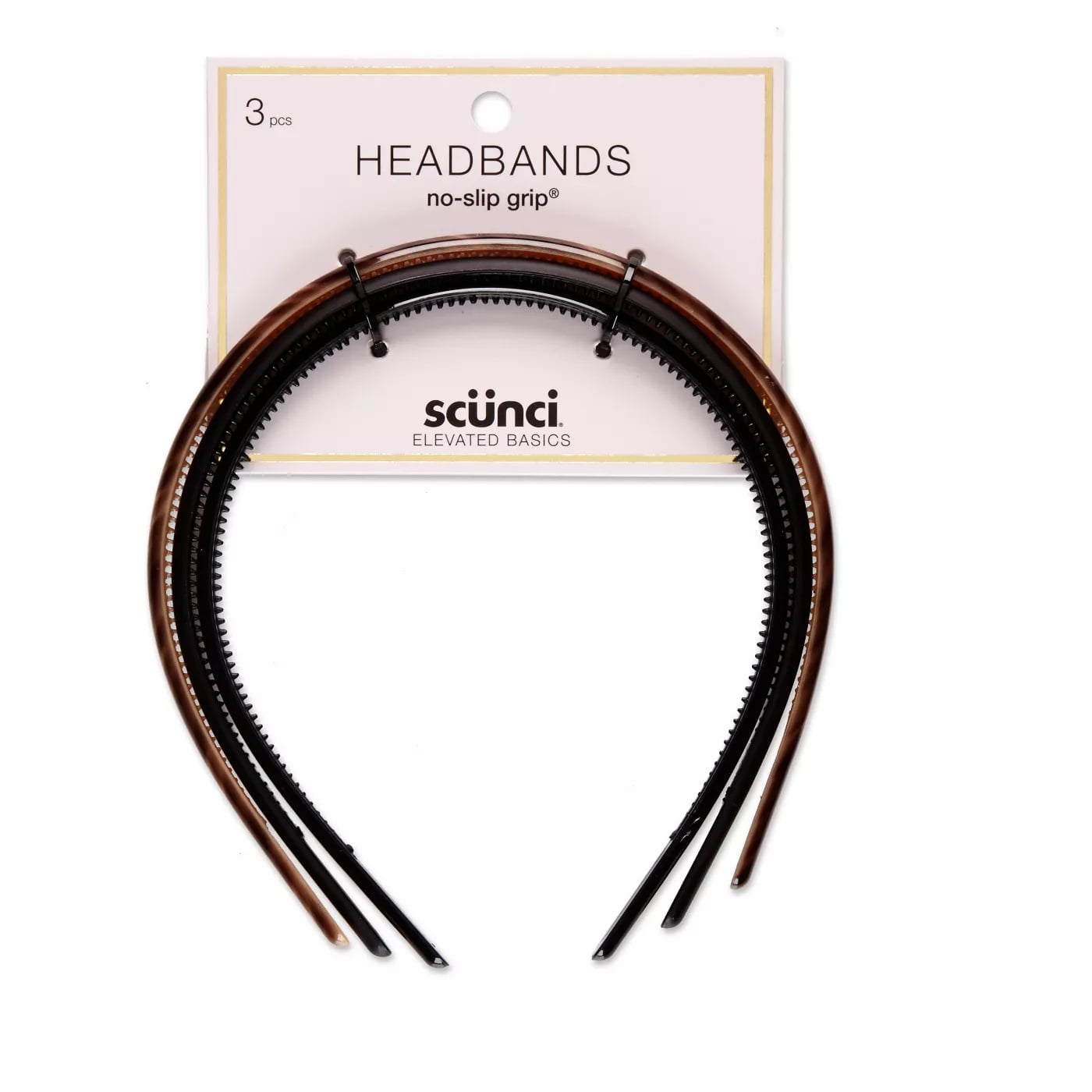 Scunci Elevated Basics No Slip Skinny Headbands, Assorted Colors, 3 Pack