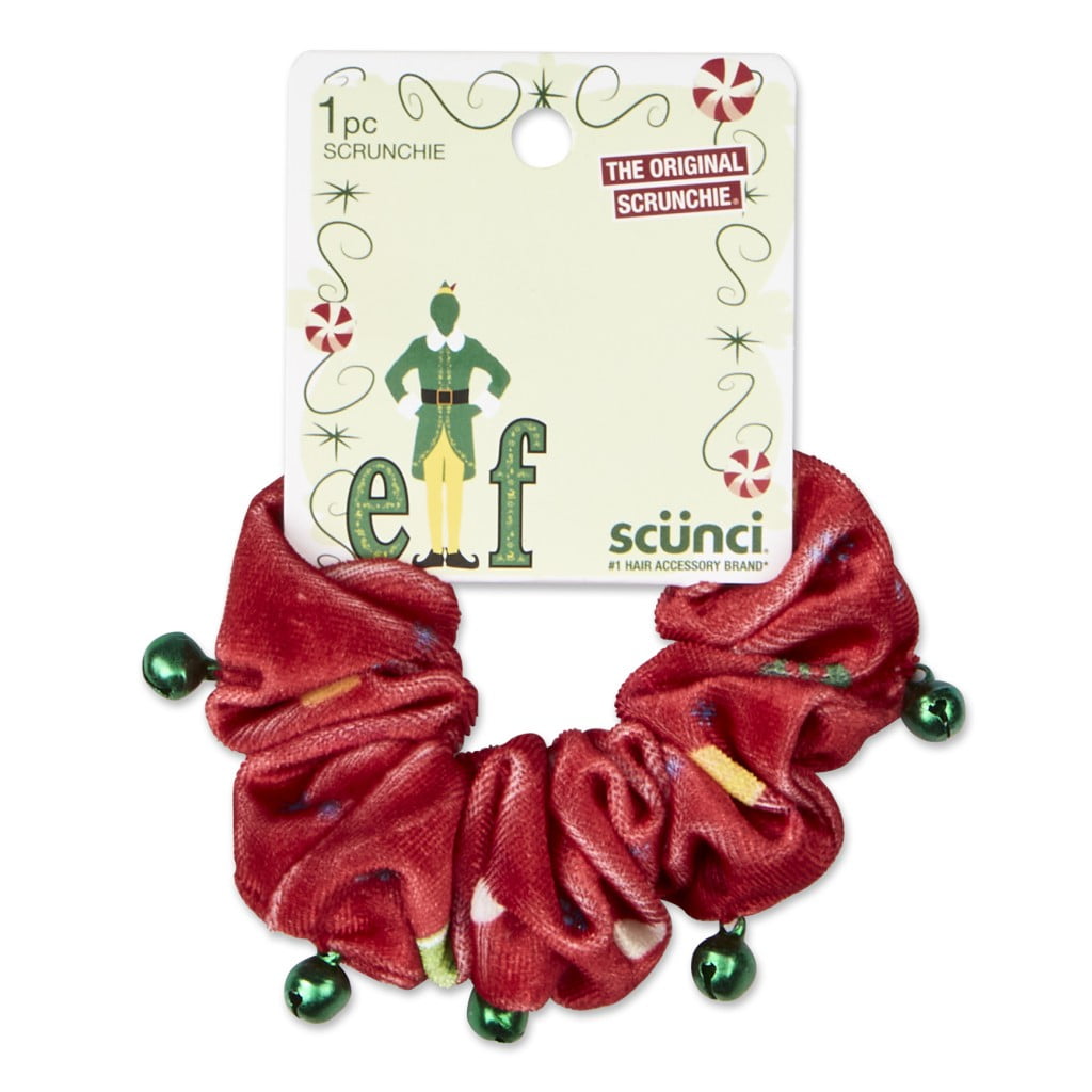 Scunci Elf Scrunchie Hair Tie with Jingle Bells, Red
