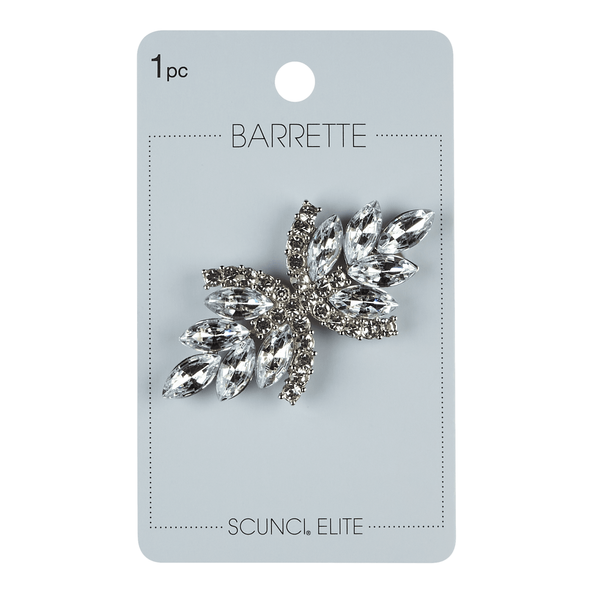 Scunci Elite Rhinestone Barrette, Silver, 1Piece