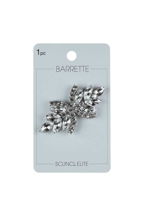 Elite Rhinestone Barrette, Silver, 1-Piece