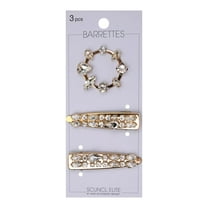Scunci Elite Salon Clip & Oval Rhinestone Barrette Combo, 3-Pieces