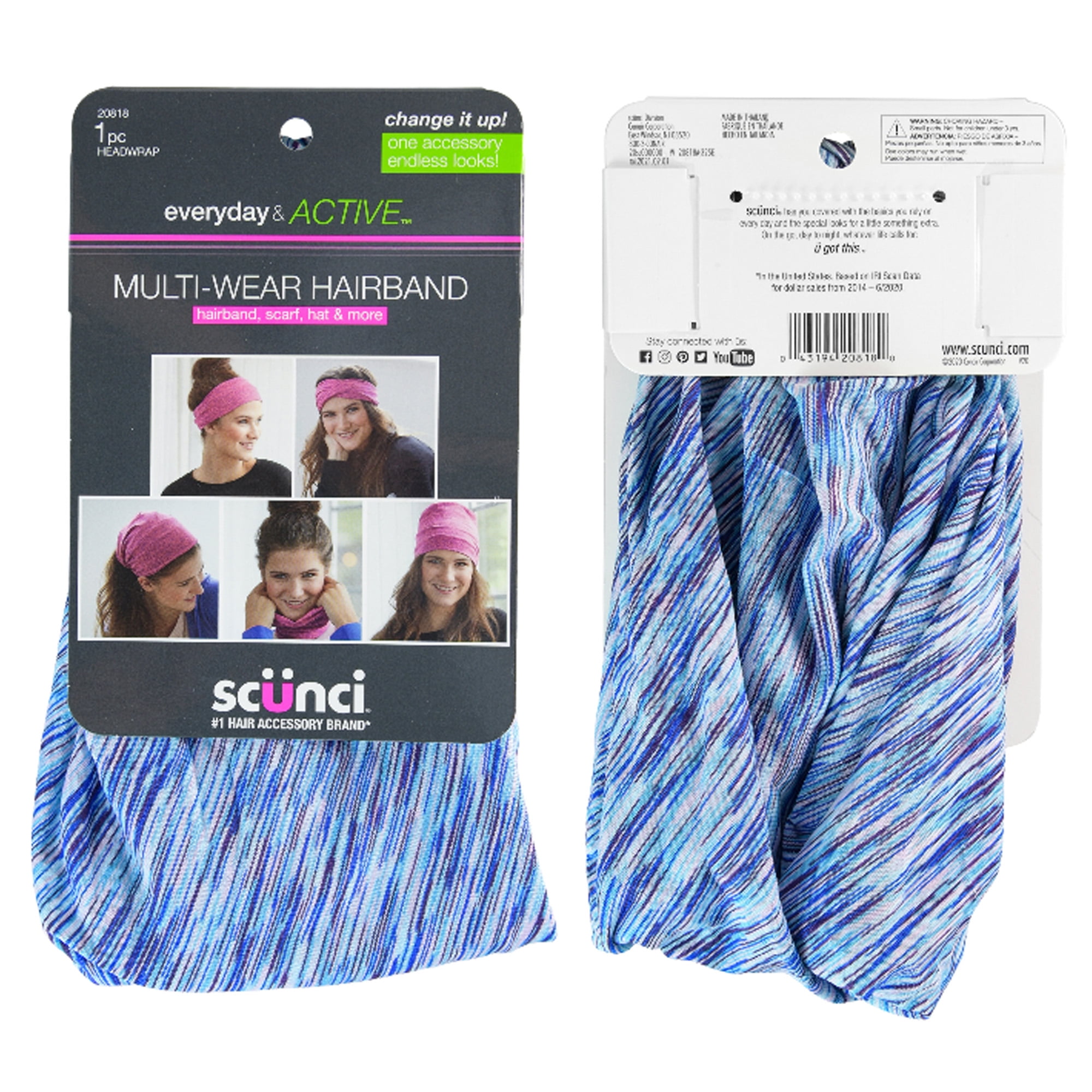 Scunci Everyday & Active Wide MultiWear Headwrap Fabric Headband