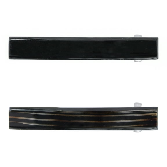 Scunci Everyday Barrettes with No-Slip Grip, Gentle on All Hair Types, in Tortoise Shell and Black, 2ct