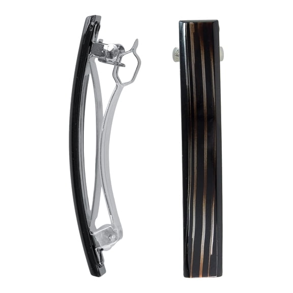 Scunci Everyday Barrettes with No-Slip Grip, Gentle on All Hair Types, in Tortoise Shell and Black, 2ct