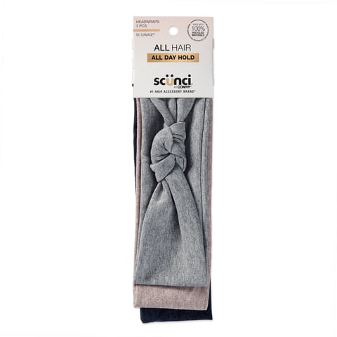 Scunci Fabric Headwrap Headband, Multicolor, 3 Count