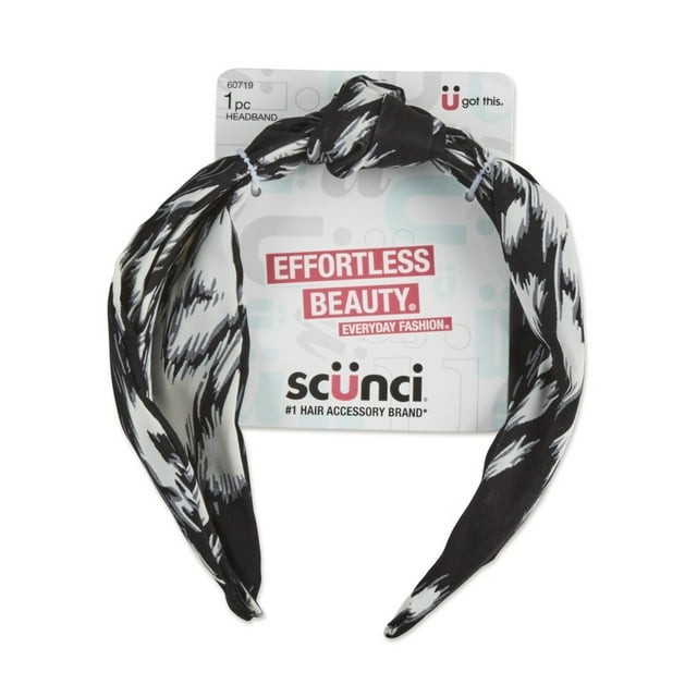 Scunci Fashion Knotted Headband, Black and White