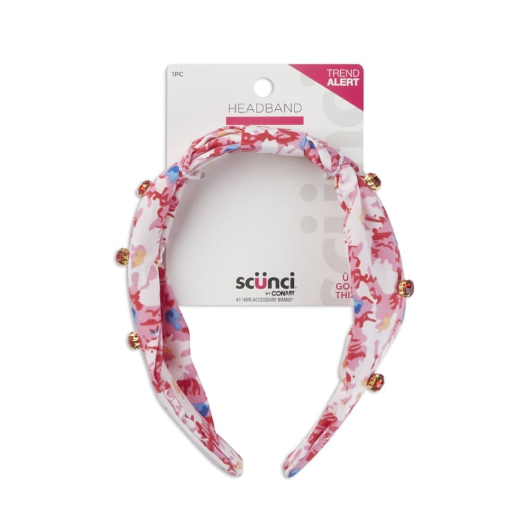 Scunci Floral Satin Headband with Gemstone Embellishments  display picture 1
