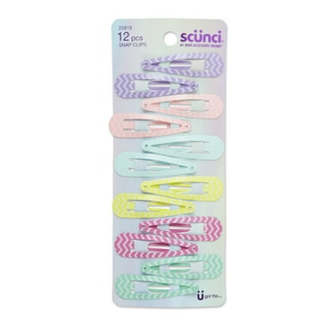 Scunci Girl Metal Snap Clip Hair Barrettes, Pastel Colors, 12 Ct