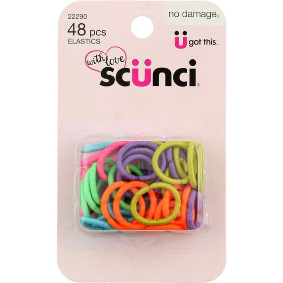 Scunci Girl Mini No Damage Elastics, Assorted Colors 48 ea