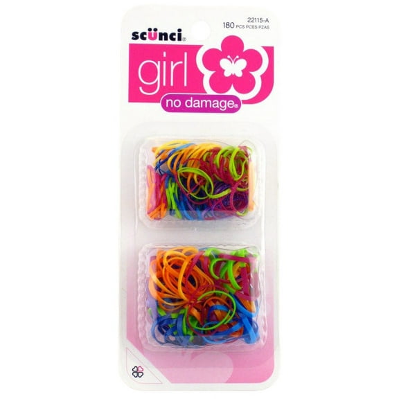 Scunci Girl No Damage Assorted Color Polyband Ponytail Holders - 180 Pcs.