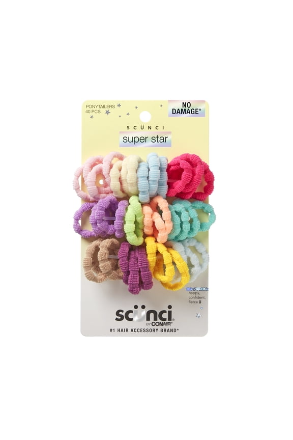 Ponytail Hair Ties, Multicolor, 40 Count