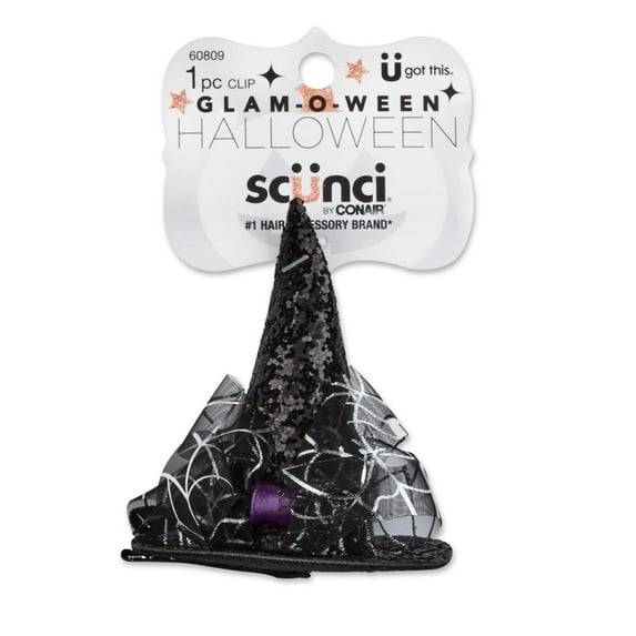 Scunci Glam-O-Ween Halloween Witch Hat Hair Clip, 1-Piece