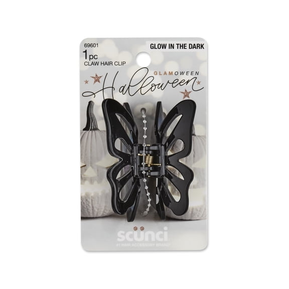 Scunci Glamoween Large Butterfly Claw Clip, Halloween Theme, Black