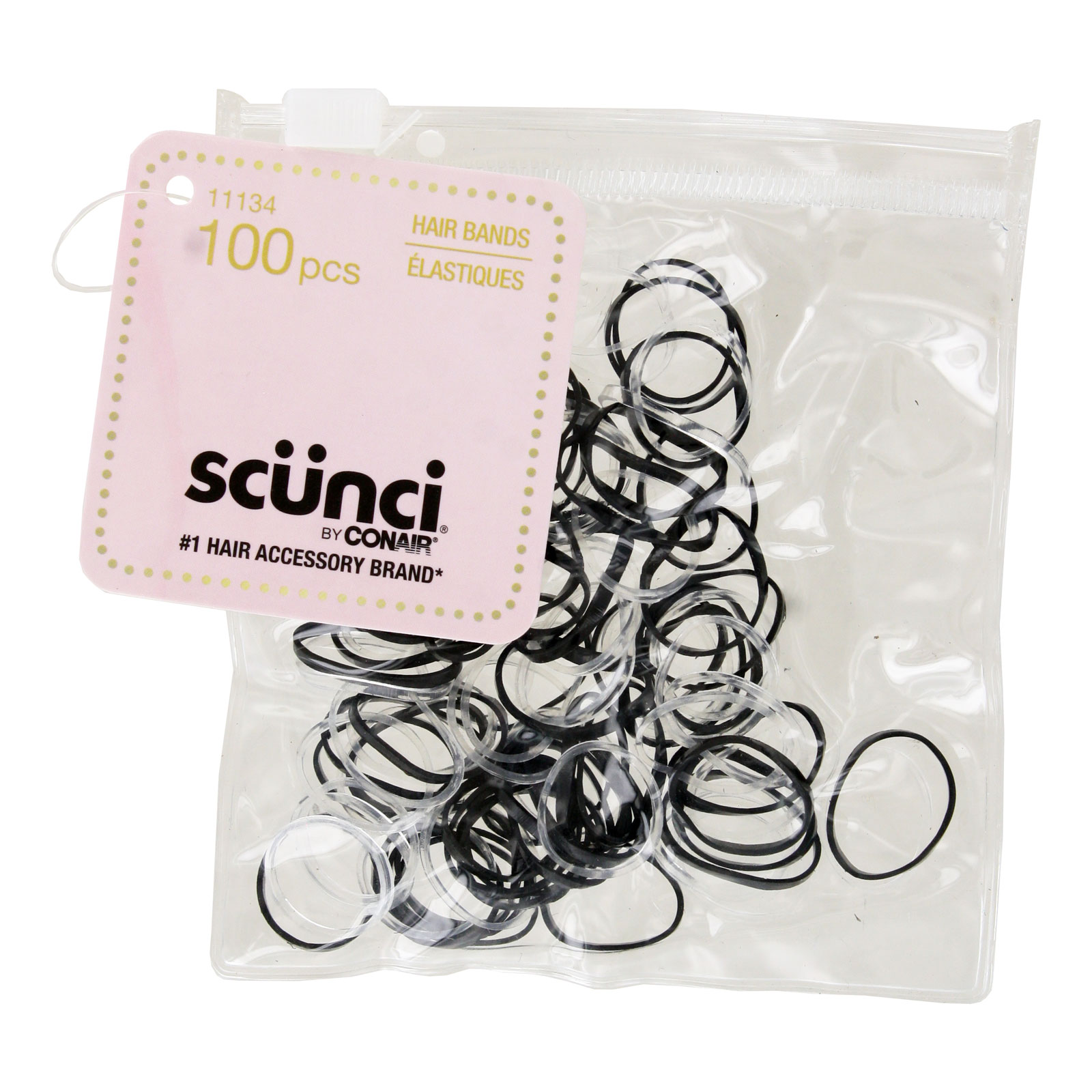 Scunci Hair Polybands, Black and Clear, 100-Pieces plus Pouch - Walmart.com