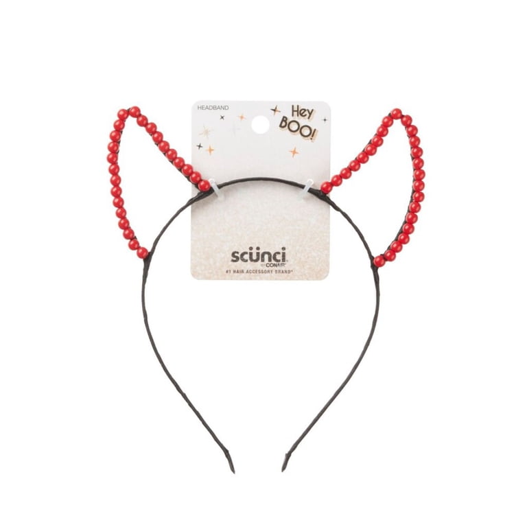 Red Beaded Devil Horns Headband Mardi Gras Devil Horns Snap-On Headband | Beistle – Bulk  main image 4