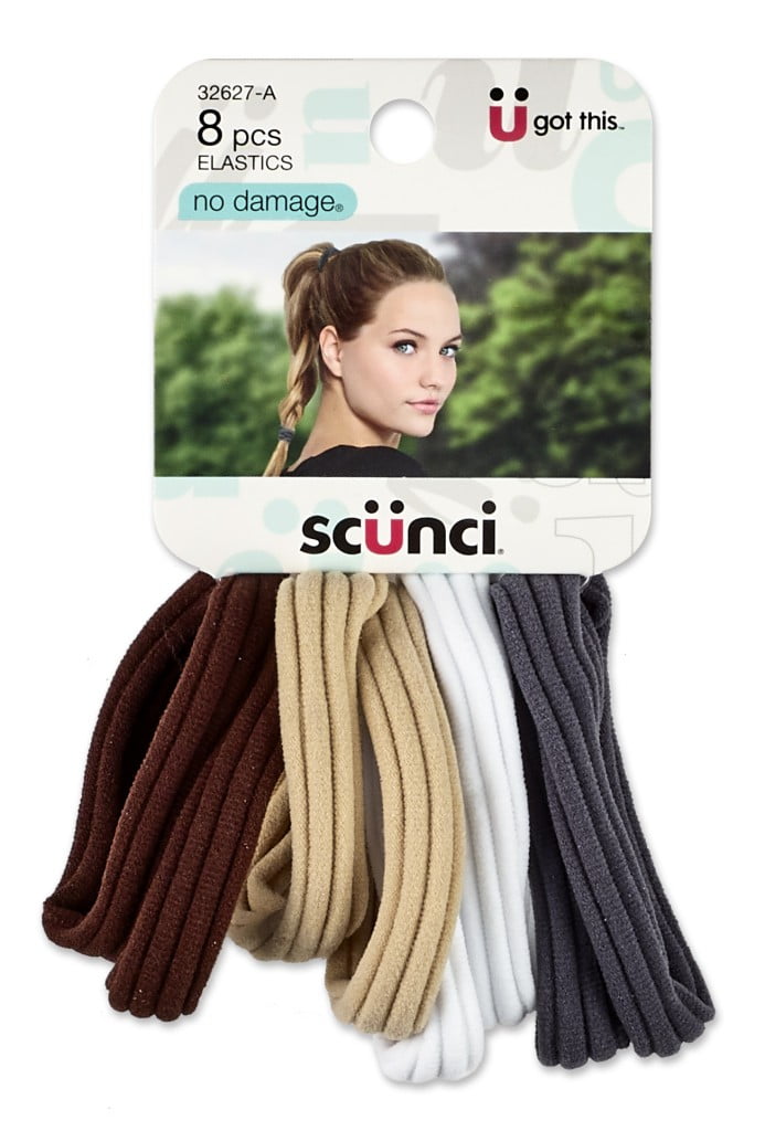 Scunci Hosiery Ponytail Holder Hair Ties, Neutrals, 8 Ct