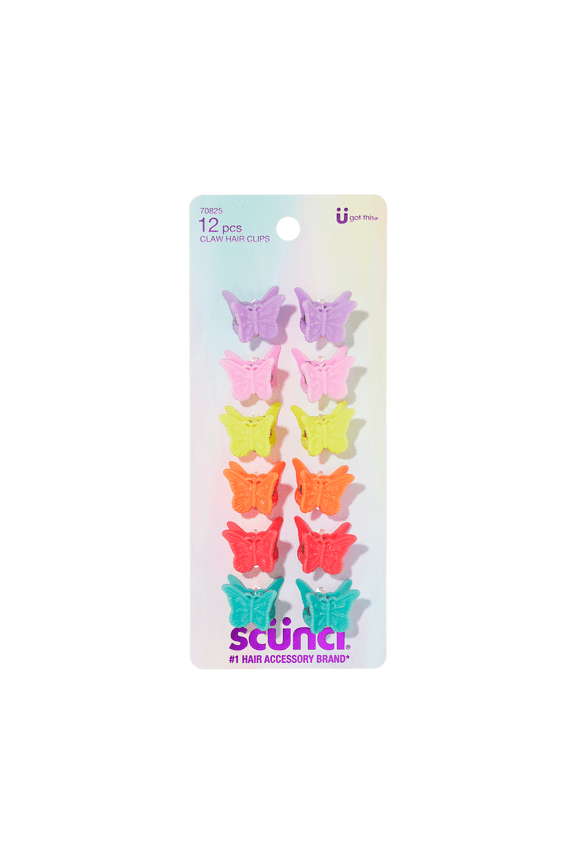 Mini Butterfly Claw Clips, Multicolor, 12 Count